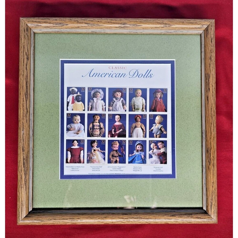 American Dolls Stamps Mint Sheet of 20 US Post Office 1997 Classic Framed